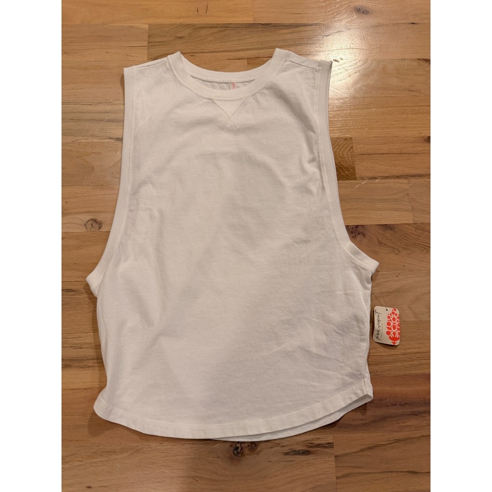 NWT Free People FP Movement Women's Small White Cotton Muscle Tee Tank Top